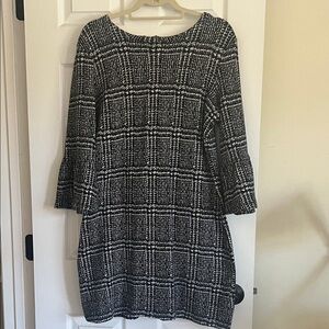 Black and White Plaid Dress with bell sleeves